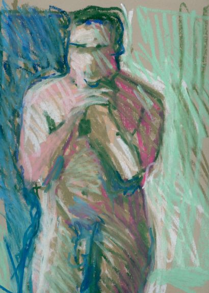 Homme lourd, craie grasse, académie, 1986