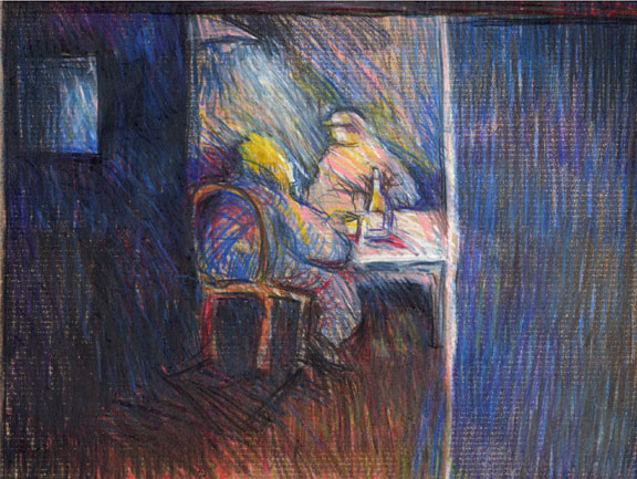 1988_art_attablé à la cuisine